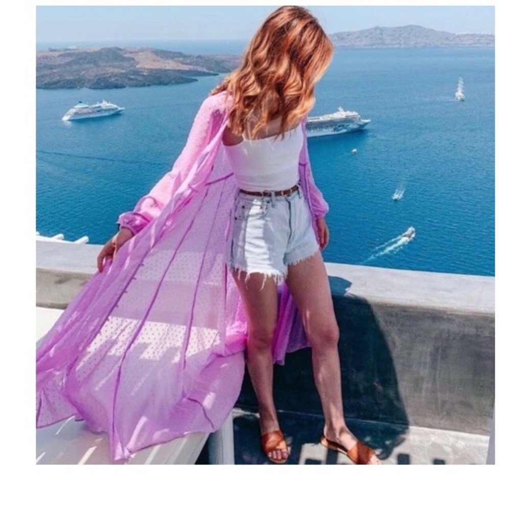 Lavender Rocky barnes button front kimono.
